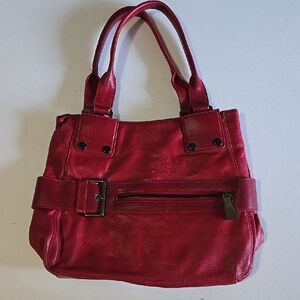 Red Leather Tote Bag